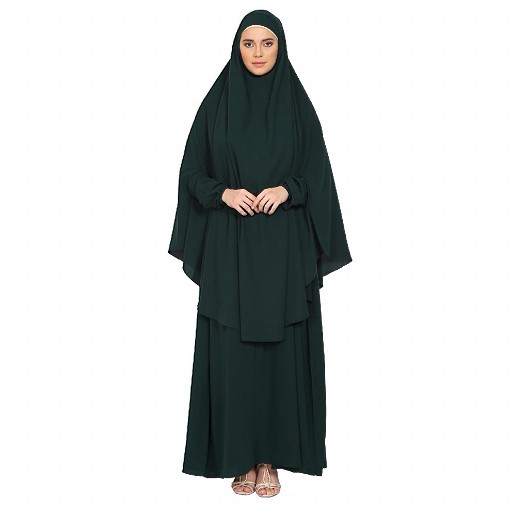 Two piece Jilbab with inner abaya - Bottle Green